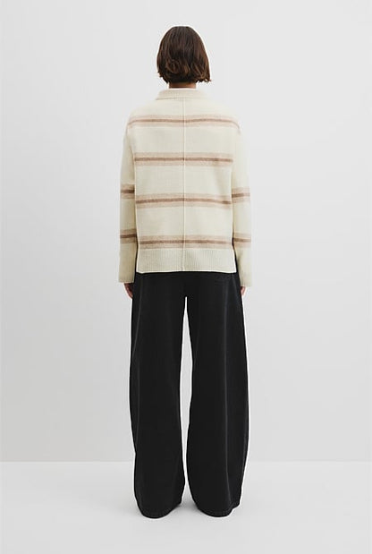 Extrafine Merino Stripe Crew Neck Knit