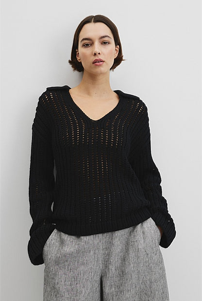 Australian Good Earth Cotton Long Sleeve Tape Knit