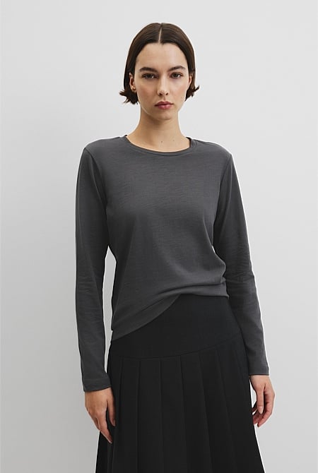 Australian Good Earth Cotton Textured Slub T-Shirt