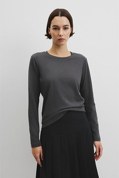 Australian Good Earth Cotton Textured Slub T-Shirt