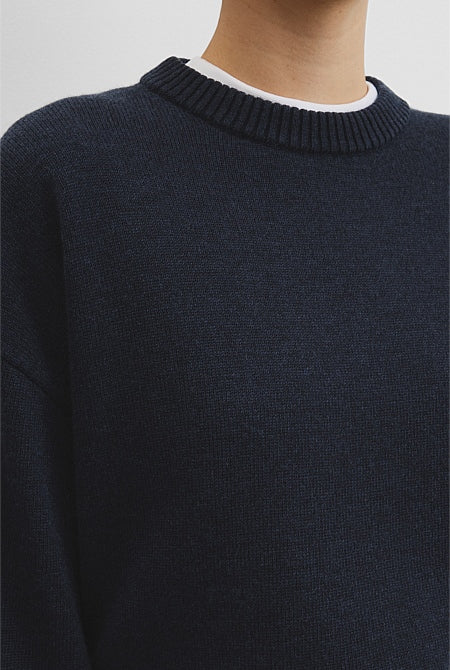 Organically Grown Cotton Blend Crop Crew Neck Knit
