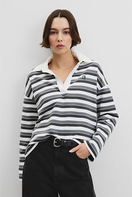 Australian Grown Cotton Stripe Texture Rugby Sweat