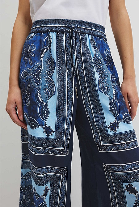 Scarf Print Pull-On Pant