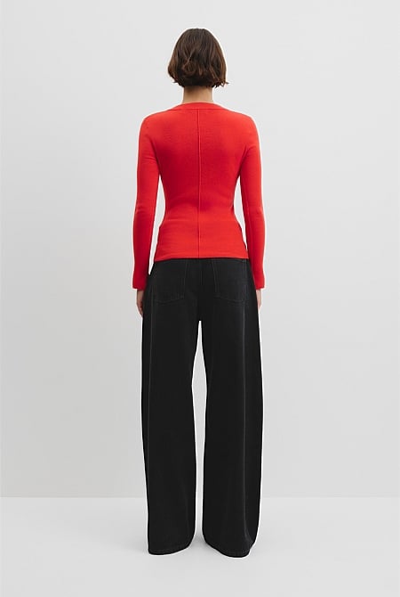 Wool Silk V-Neck Neck