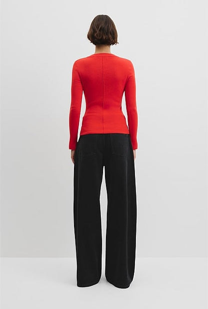 Wool Silk V-Neck Neck