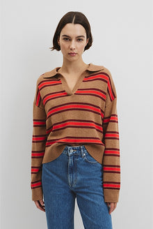 Australian Cotton Blend Stripe Knit Polo
