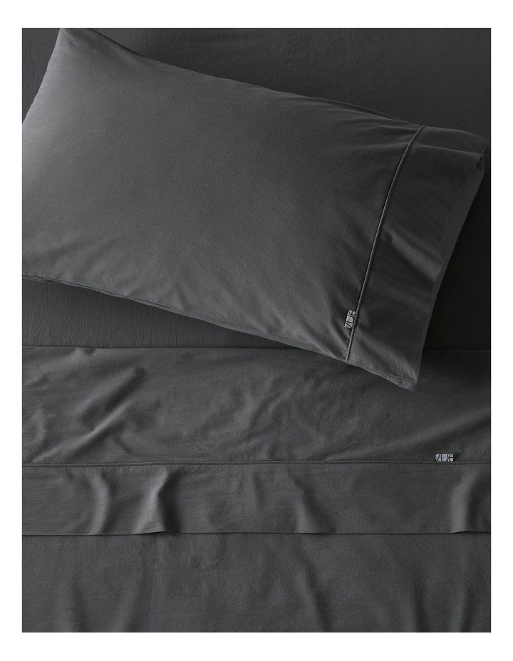 Stonewashed Cotton Pillowcase Pair in Iron