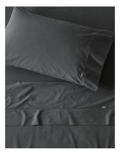 Stonewashed Cotton Pillowcase Pair in Iron