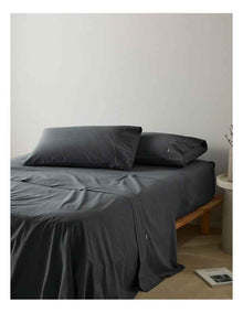 Stonewashed Cotton Pillowcase Pair in Iron