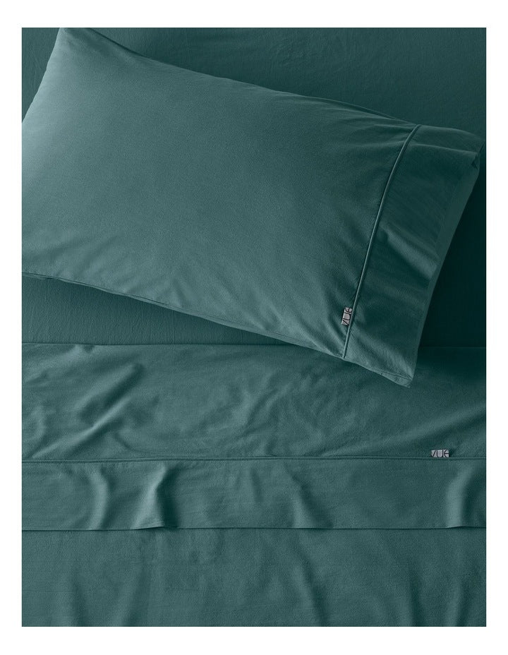 Stonewashed Cotton Pillowcase Pair in Dusky Green