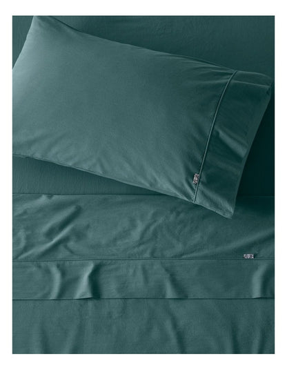 Stonewashed Cotton Pillowcase Pair in Dusky Green