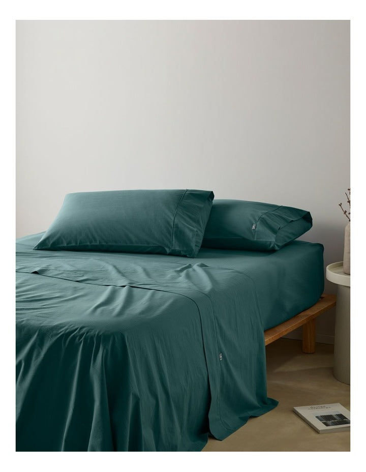 Stonewashed Cotton Pillowcase Pair in Dusky Green
