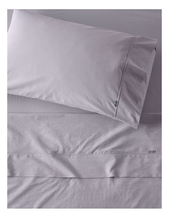 Stonewashed Cotton Pillowcase Pair in Purple Heather