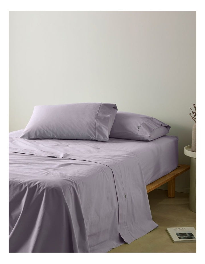 Stonewashed Cotton Pillowcase Pair in Purple Heather