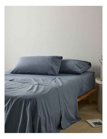 Stonewashed Cotton Pillowcase Pair in Denim