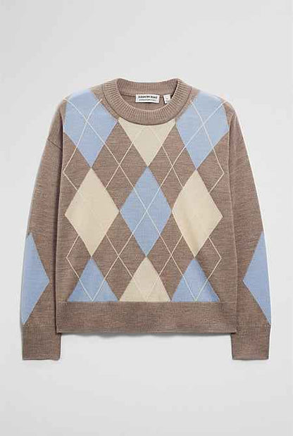 Merino Long Sleeve Argyle Knit