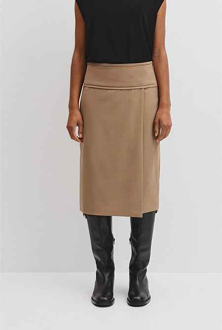 Wool Blend Wrap Skirt