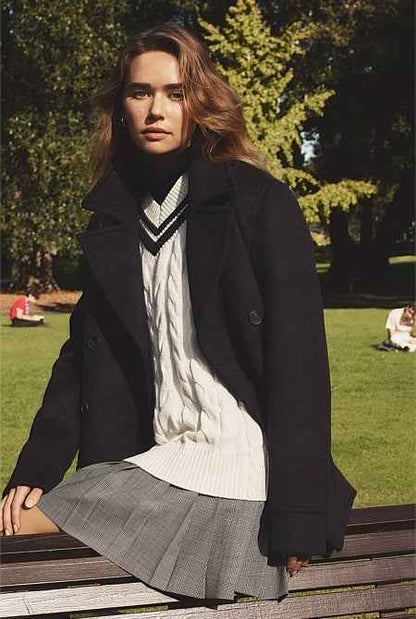 V-Neck Cable Knit