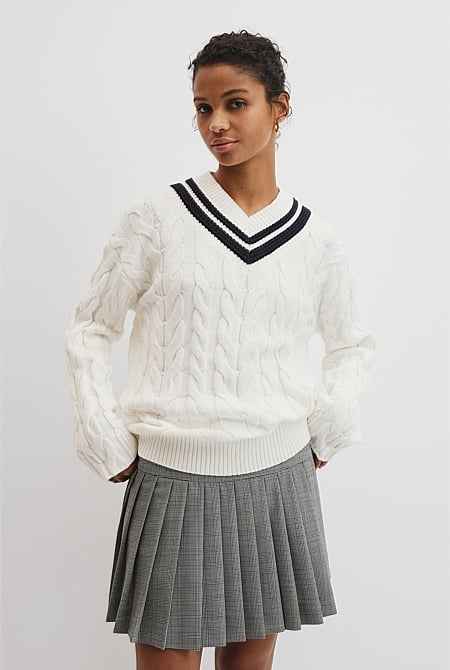 V-Neck Cable Knit