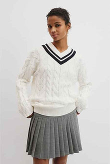 V-Neck Cable Knit