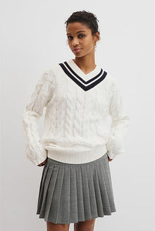 V-Neck Cable Knit
