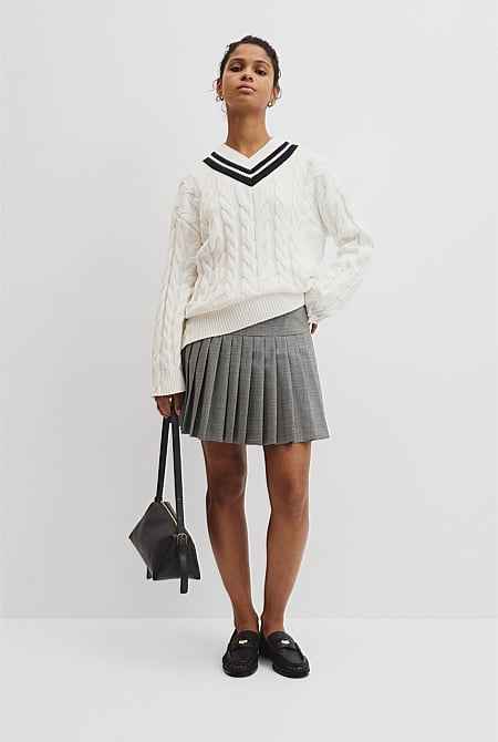 V-Neck Cable Knit