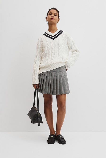 V-Neck Cable Knit