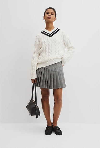 V-Neck Cable Knit