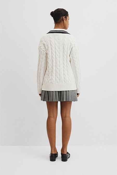 V-Neck Cable Knit
