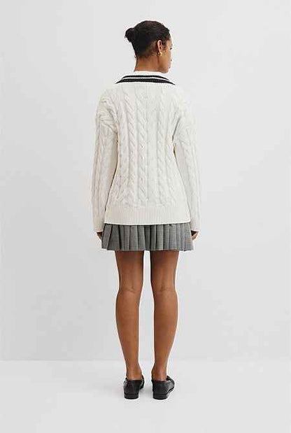 V-Neck Cable Knit