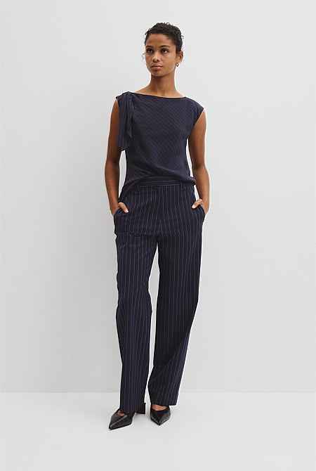 Silk Tie Shoulder Top