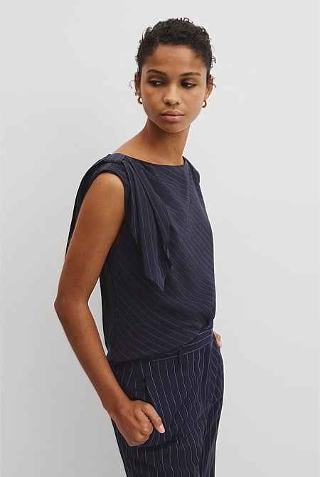 Silk Tie Shoulder Top