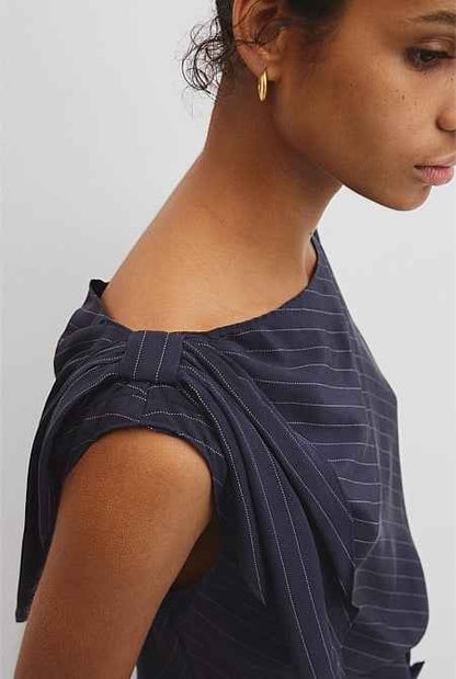 Silk Tie Shoulder Top
