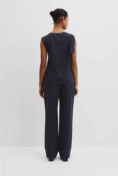 Silk Tie Shoulder Top