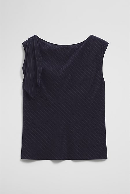 Silk Tie Shoulder Top