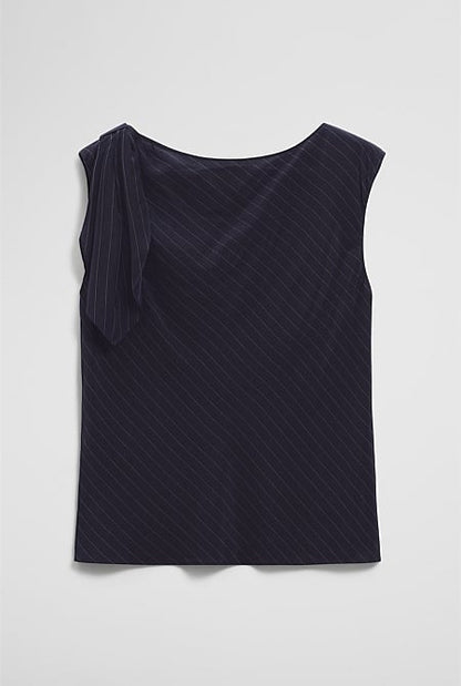 Silk Tie Shoulder Top