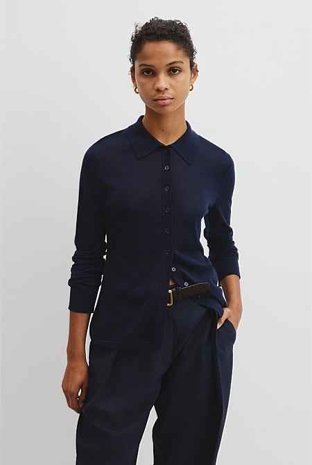 Merino Long Sleeve Knit Shirt