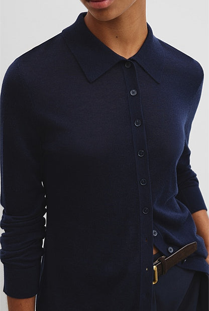 Merino Long Sleeve Knit Shirt