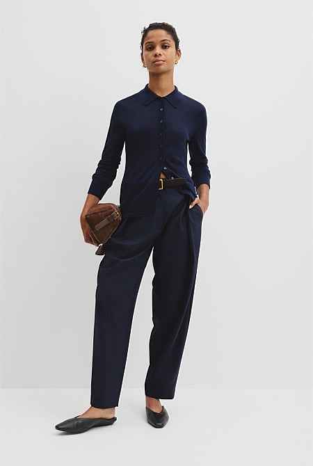 Merino Long Sleeve Knit Shirt