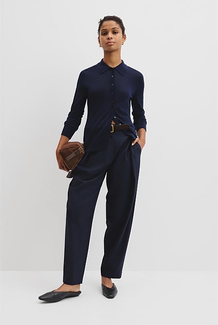 Merino Long Sleeve Knit Shirt