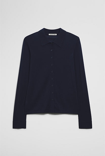 Merino Long Sleeve Knit Shirt