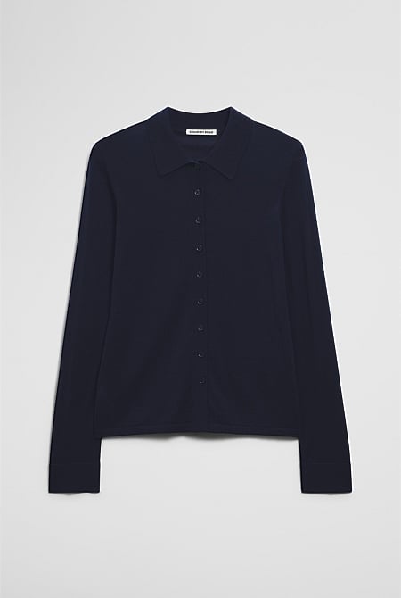Merino Long Sleeve Knit Shirt