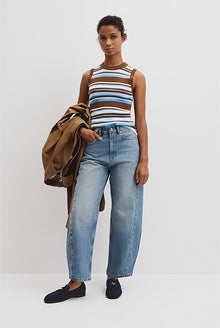Australian Merino Crew Neck Stripe Knit Tank