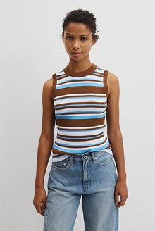 Australian Merino Crew Neck Stripe Knit Tank