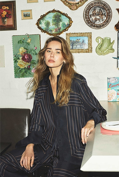 Print Long Sleeve Washable Silk Shirt