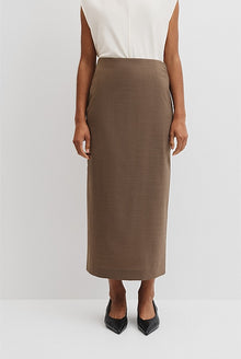 Wool Blend Midi Tailored Skirt