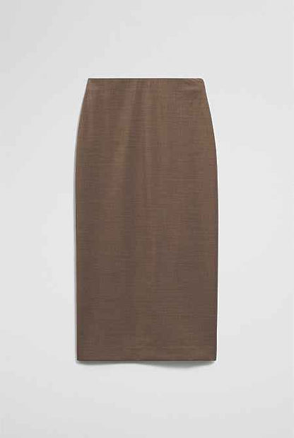 Wool Blend Midi Tailored Skirt