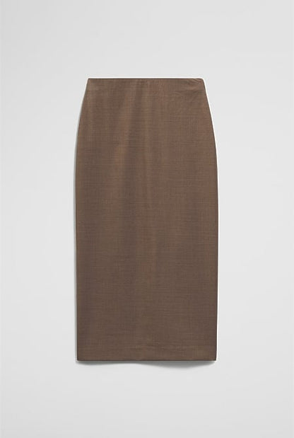 Wool Blend Midi Tailored Skirt