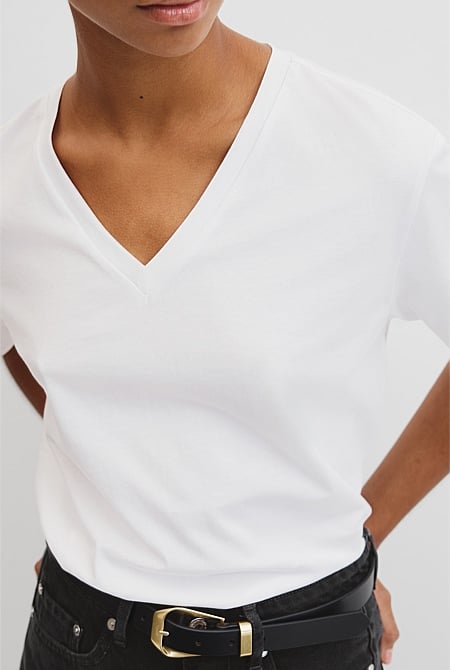 Australian Cotton V-Neck Neck T-Shirt