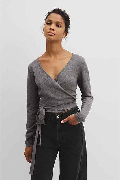 Merino Button Detail Wrap Knit